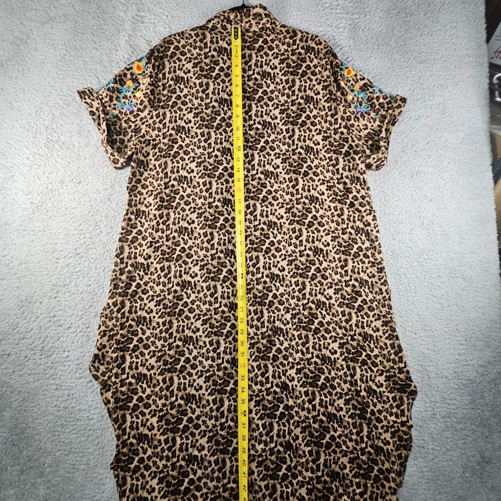 Grace & Emma High Low Tunic Top Womens‎ 2XL Cheetah Embroidere Blouse Swim Cover - Picture 10 of 14